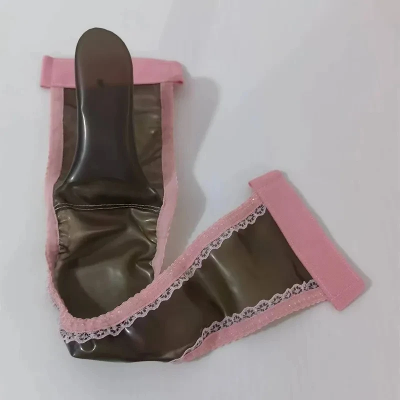Man's Latex Half Sheer T Briefs Penis Sheath Sexy Lingerie Smooth Sissy Thong Live Show Dance Costumes Private Party FKK Party