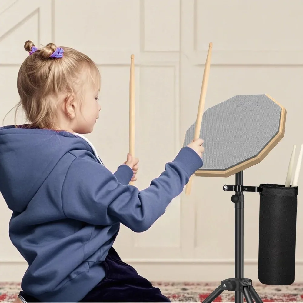 High Quality 8In Drum Practice Pad Double Sided Adjustable Stand Drum Stand Set Silent Drum Pad Carrying Bag Dumb Drum Trainer