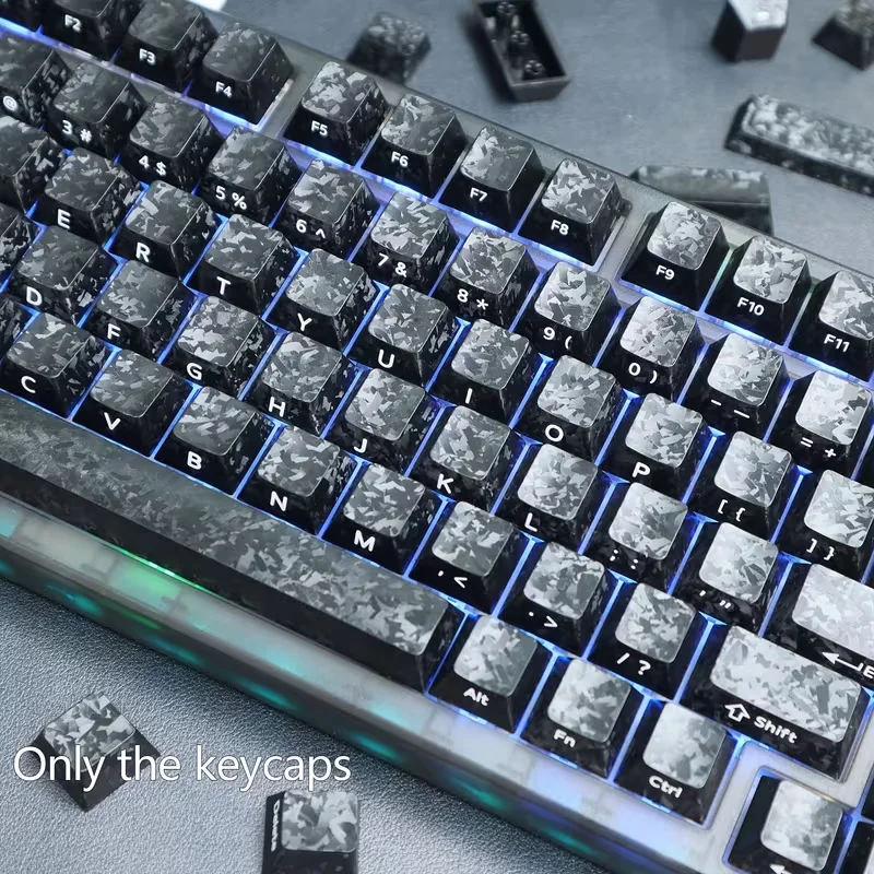 

Набор кейкапов Herry Profile для ПК, текстура «Снежинка/Мрамор», белая гравировка сбоку, совместимость с MX-переключателями для игр/офиса (Keyc