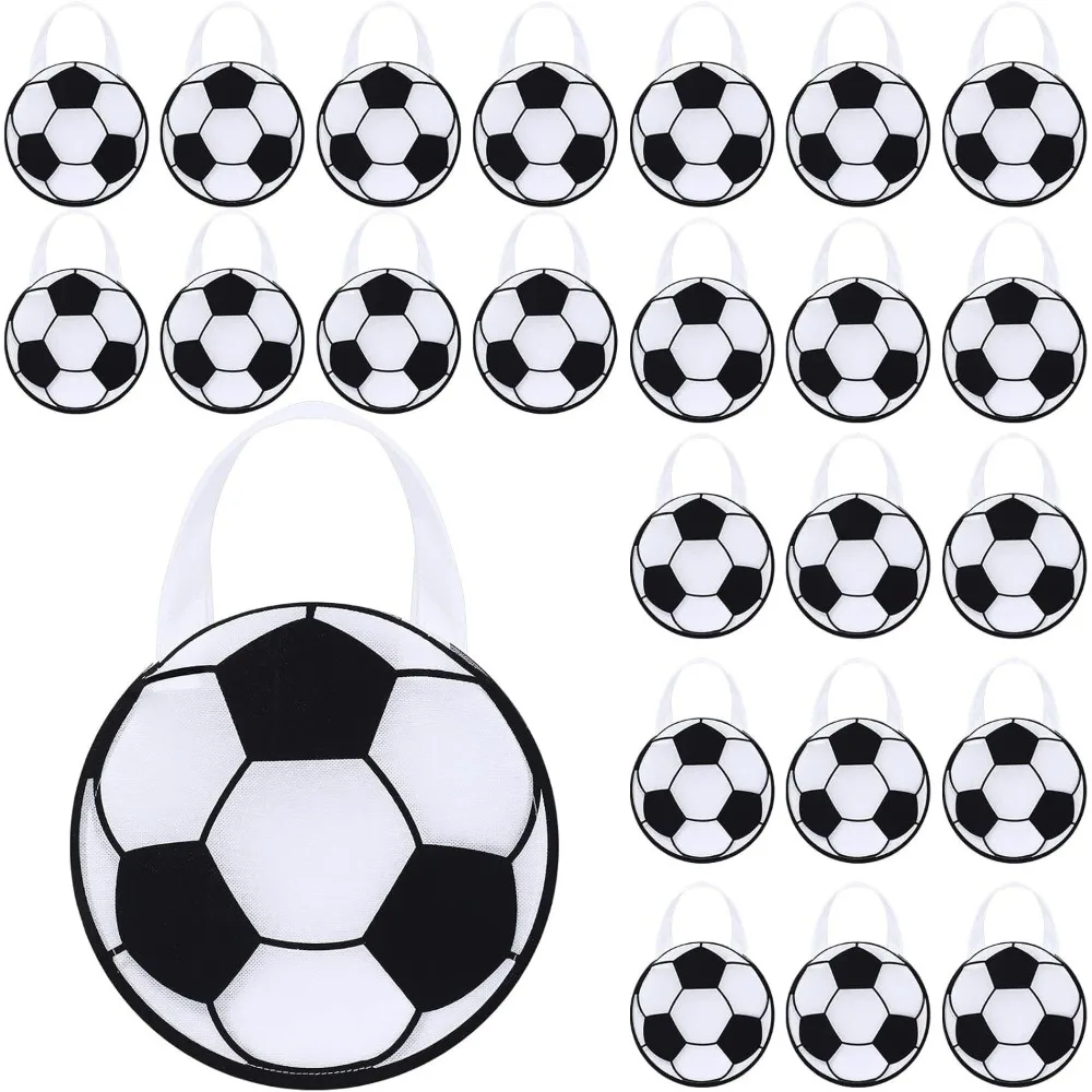 5-20Pcs Non-Woven Round Football Theme Handheld Gift Bag for Football Carnival Celebration Birthday Party Holiday Candy Gift Bag