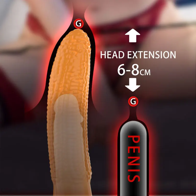 Vibrating Penis Extender Sex Toys Reusable Penis Sleeve Extender Vibrator For Adult Men Erotic Products Reusable Condom Sex Shop