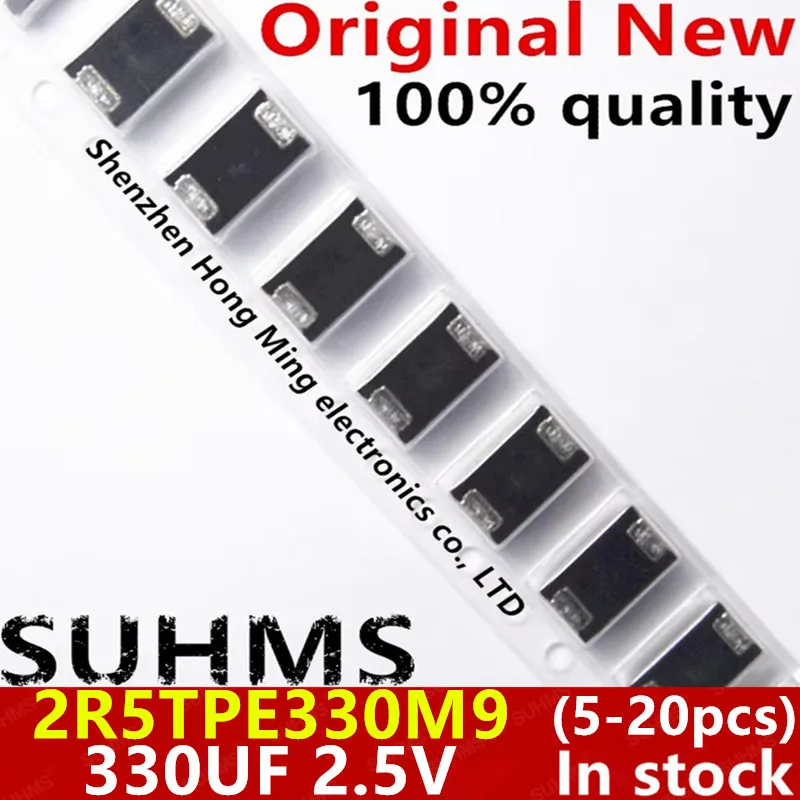 (5-20 pezzi) 100% nuovo 2R5TPE330M9 330UF 2.5V 330 6.3V per condensatori al tantalio SMD POSCAP polimerico tipo D ultrasottile 7343 D7343