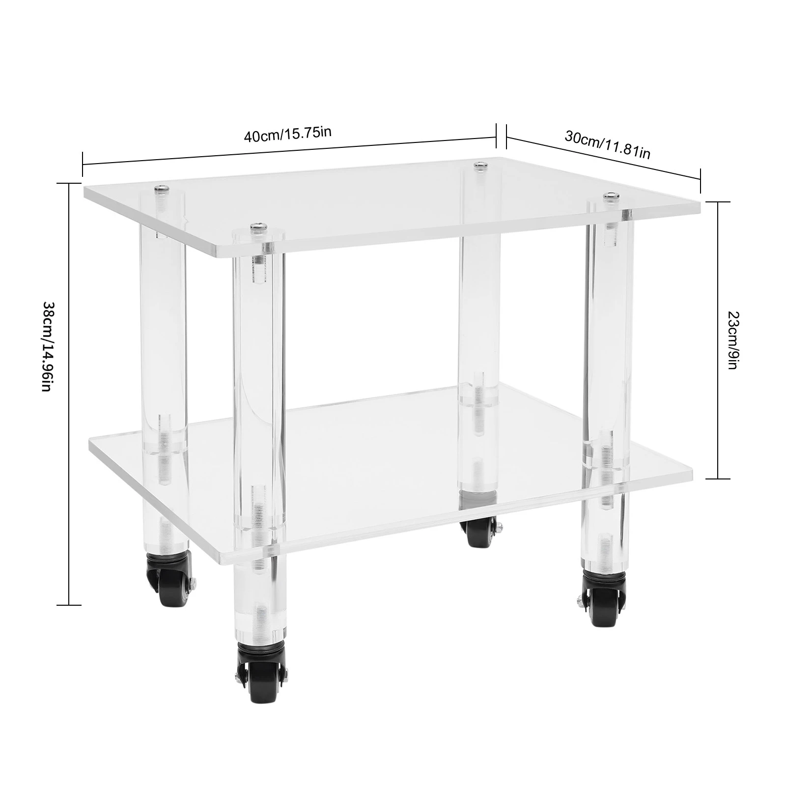 ขาตั้งเครื่องพิมพ์อะคริลิกมีล้อ ใช้เป็นรถเข็นและโต๊ะกาแฟ สำหรับเก็บเครื่องพิมพ์ขนาดเล็ก กระดาษถ่ายเอกสาร เครื่องแฟกซ์ และหนังสือ