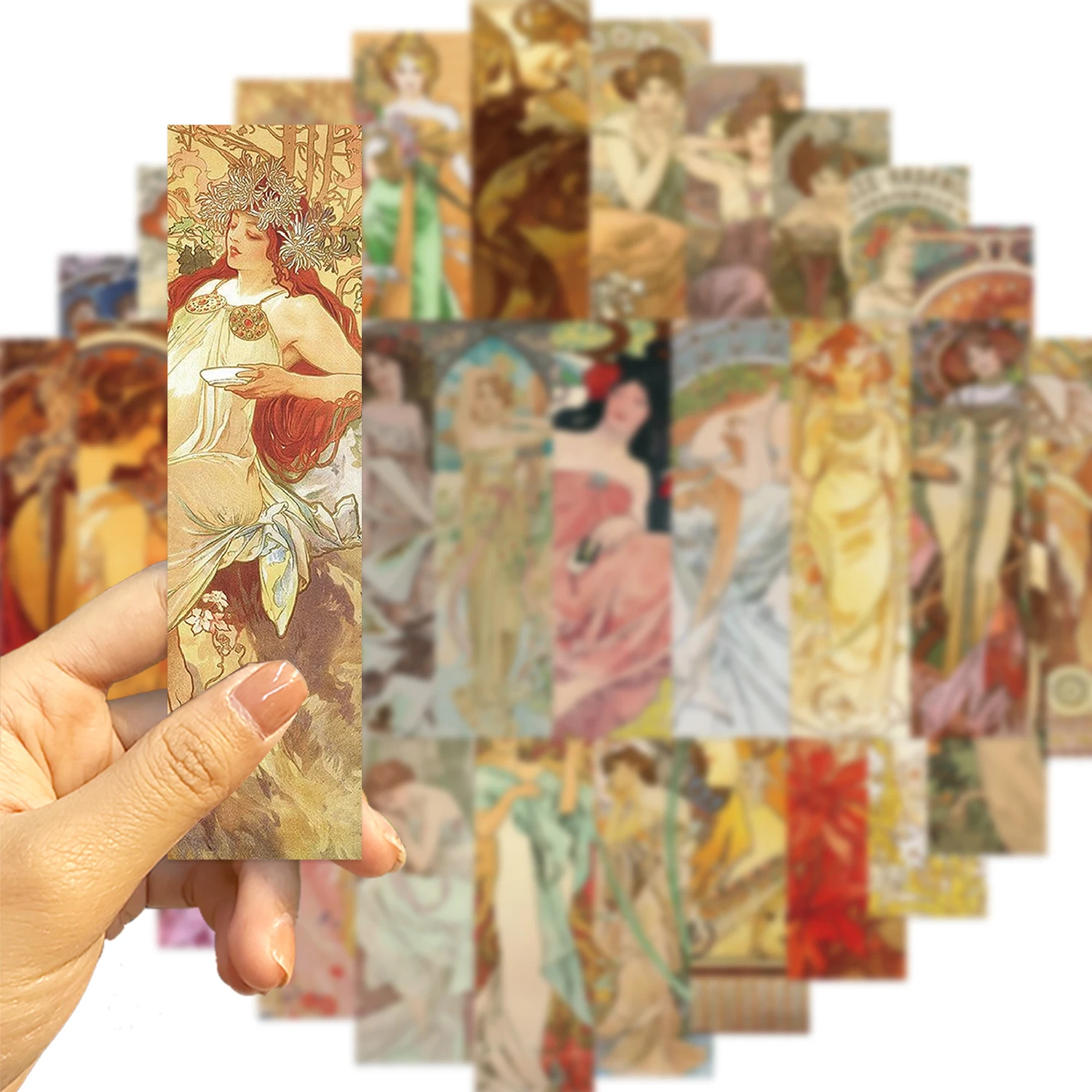 30pcs Mucha Bookmarks Classic Painting Gifts Art Set Creative Bookmarks Personalized Exquisite Cultural and Creative Cards﻿