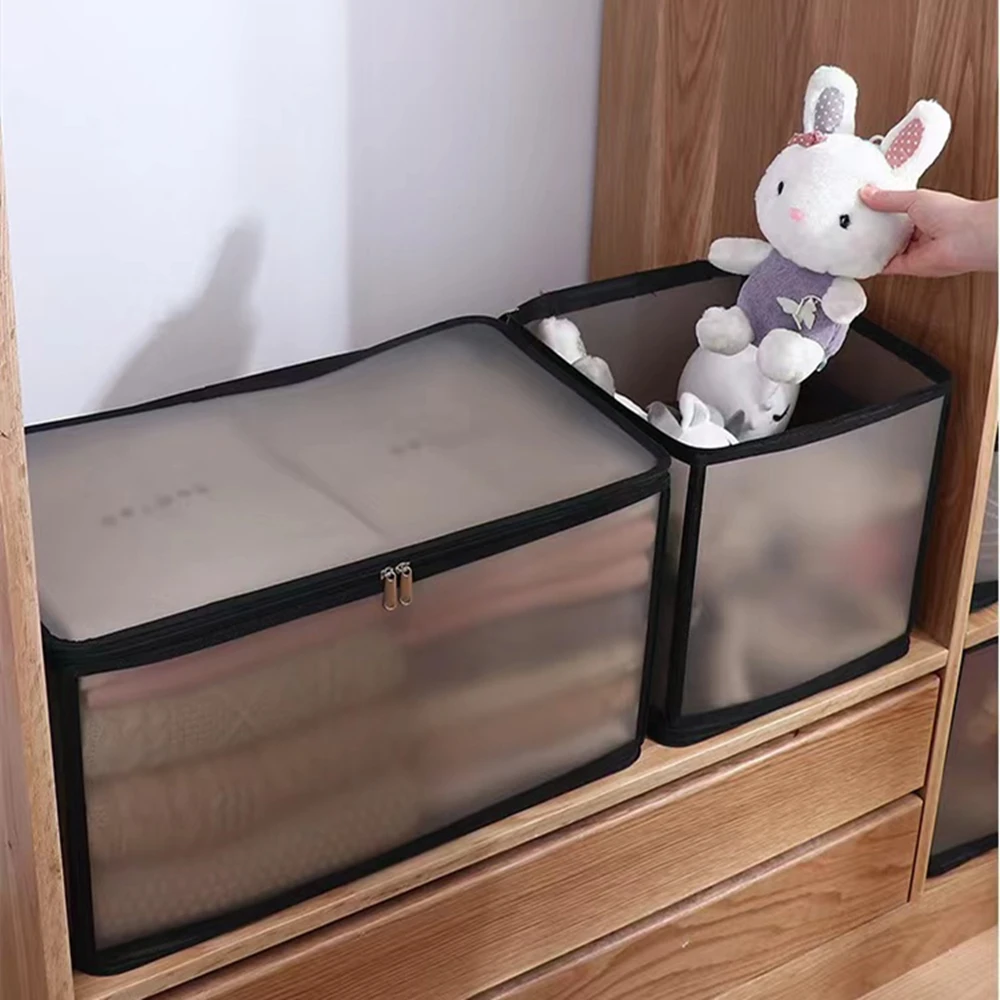 1pc Transparent Storage Box With Handles Foldable Underwear Storage Household Space Saving Organizer Of Wardrobe Accessories