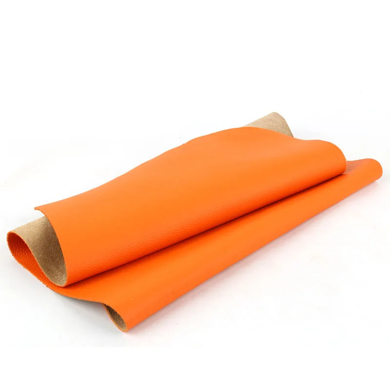 First-layer cowhide leather, orange-yellow genuine leather, 1.3mm thick, orange litchi pattern sofa soft cover, car seat cover view 5