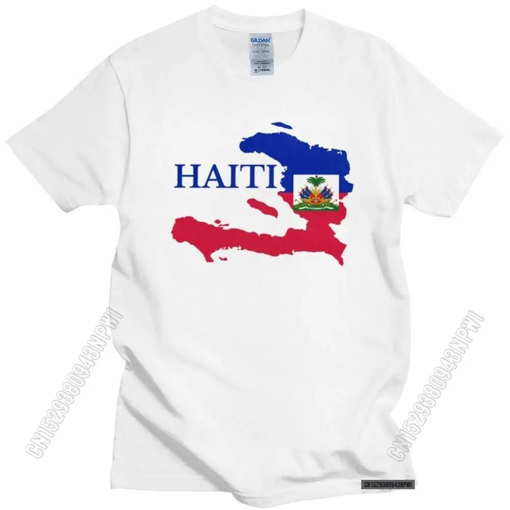 Cool Men's Haiti Map Flag T Shirt Fashion Round-Neck Cotton Tshirt Summer Tees Plus Size Apparel Casua Uniform T-Shirt