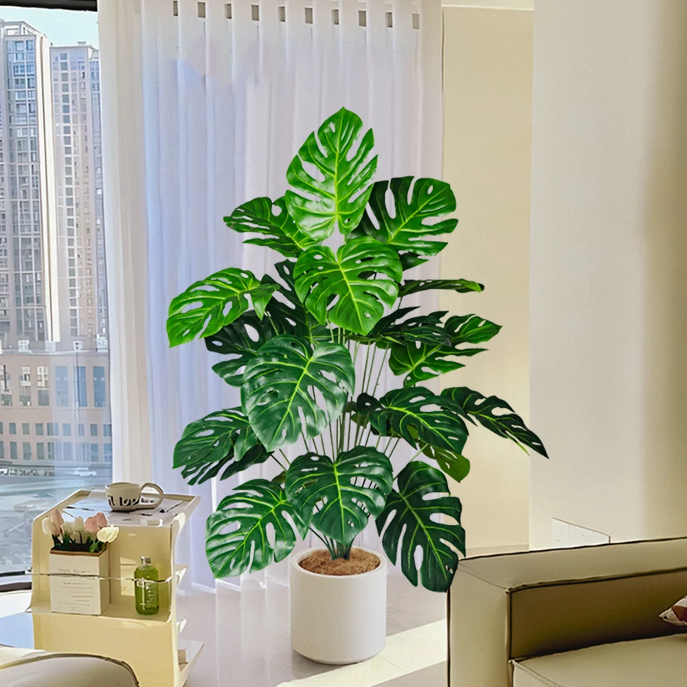 70-100cm künstlicher Monstera-Baum gefälschte Palmen pflanzen Plastiks child kröten blätter tropische Landschafts pflanzen für Hausgarten-Büro dekor – Detail 5