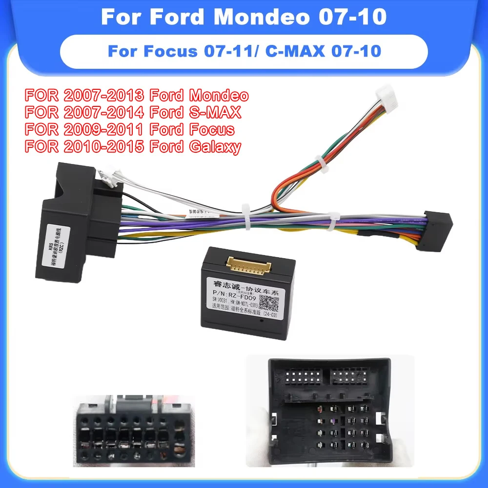 

Автомобильный стерео аудио 16PIN Android жгут проводов адаптер кабеля с коробкой Canbus для Ford Mondeo 07-10/Focus 07-11/C-MAX 07-10
