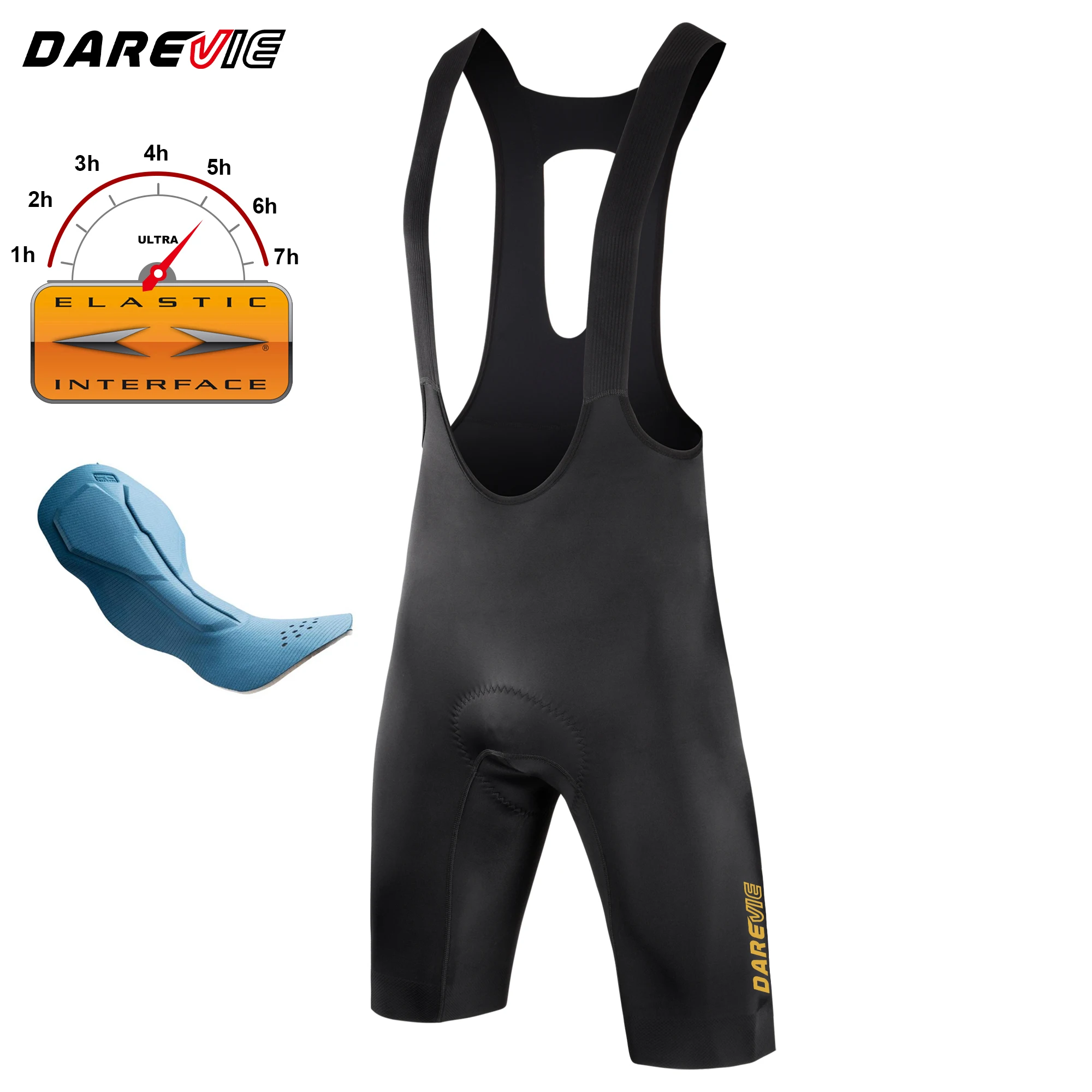 

DARREVIE Men Cycling Shorts Elastic Interface® 80kg/m³ Pad Bretelelle Men's Cycling 5.0 One Piece Seamless Anti Slip Mens Shorts