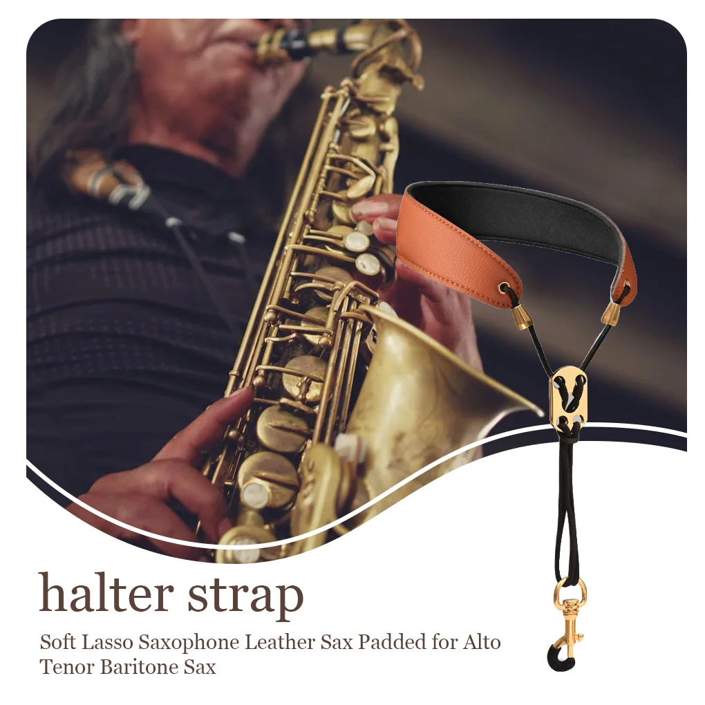 

Saxophone Strap PU Metal Instrument Part Practicing Prop Handy Installation Sweet Gift Back Cord Wear-resistance Padded Sax Rope