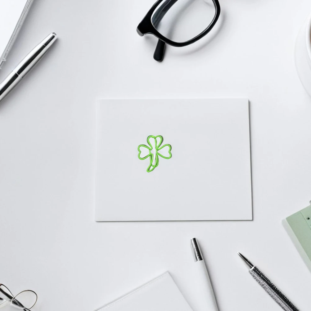 

40 Pcs Clover Bookmark Lovely Clip Paperclip Cute Clips Marker Green File Folder Document Office