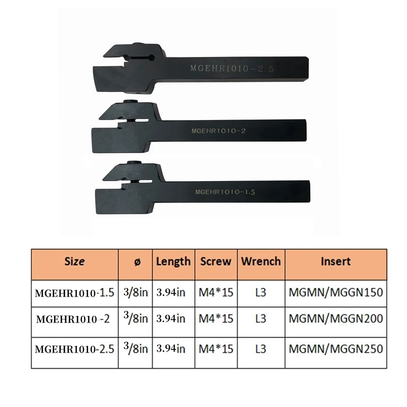 MGEHR1010 MGIVR2016 MGEHR Lathe Grooving Cut-Off Parting Tool Holder with MGGN150/200/250 Carbide Grooving Inserts