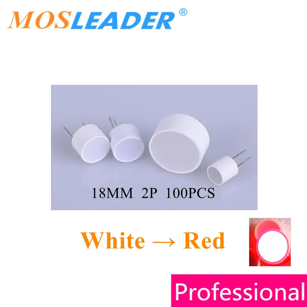 Mosleader 100pcs 18mm 2P Round Flat tube display White turn red Circle display 18x18 Indicator led For Game player led display