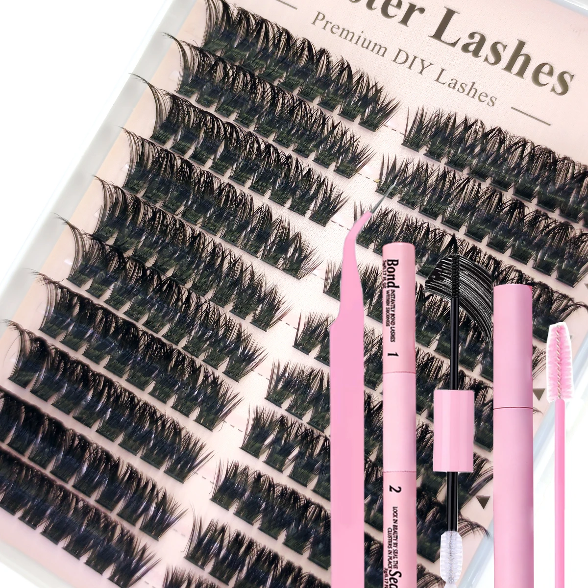 60-reihiges DIY-Wimpernverlängerungs-Set, Cluster, individuelles Wimpern-Set, Mix-Stile, 10–18 mm, mit Bindung und Dichtung, Augen-Make-up-Werkzeug – Detail 15
