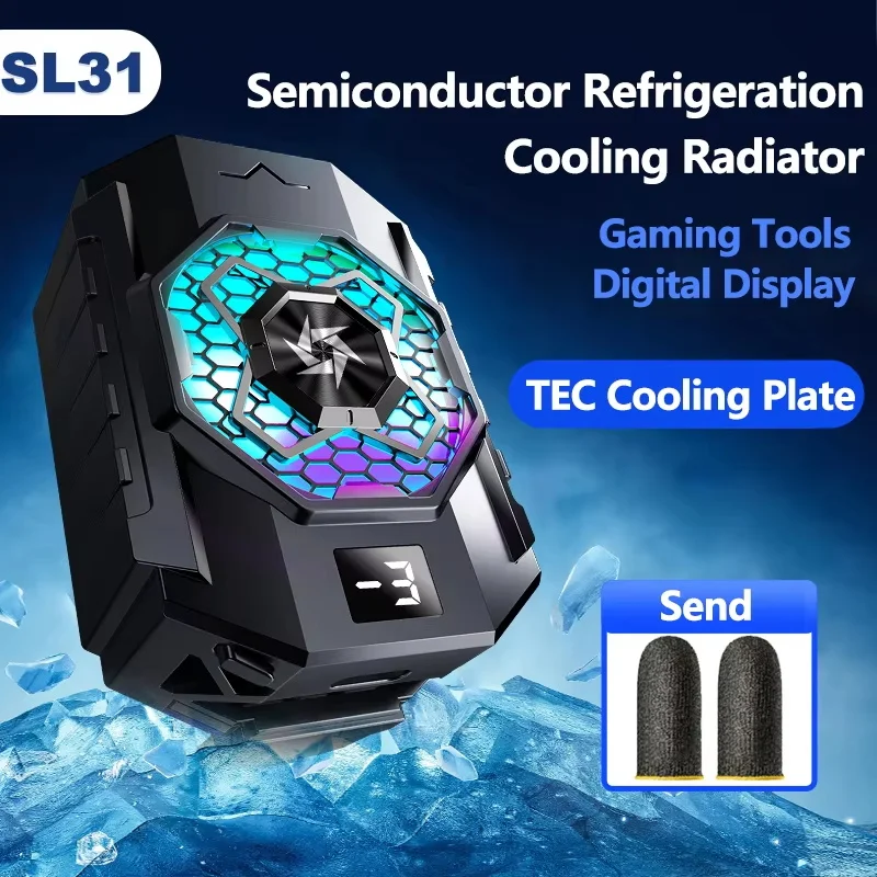 

SL31 Mobile Phone Cooler Cooling Fan Radiator 5V2A 2 Gears Adjustable Semiconductor Refrigeration Game Cooler For IOS Android