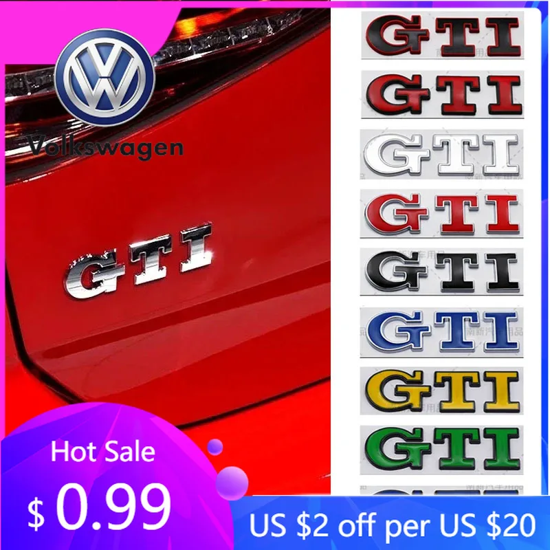 

2026 Hot For Volkswagen VW 3D Metal Logo GTI Emblem Car Front Grille Badge Rear Trunk Sticker For Volkswagen VW Polo Golf 5 Mk5