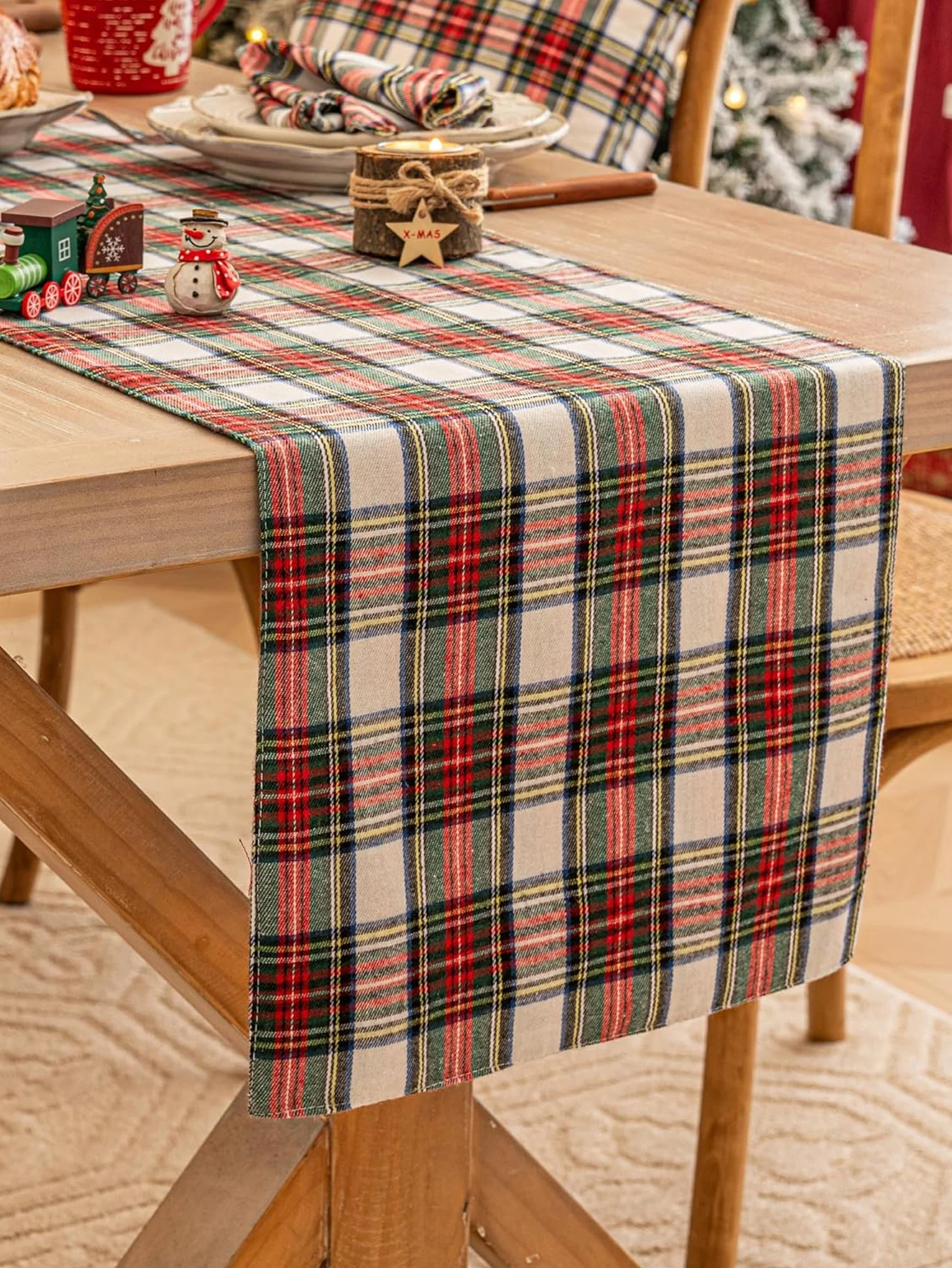 Christmas Solid Color Skin Friendly Absorbent Washable Table Flag for Holiday Party Restaurant Decoration