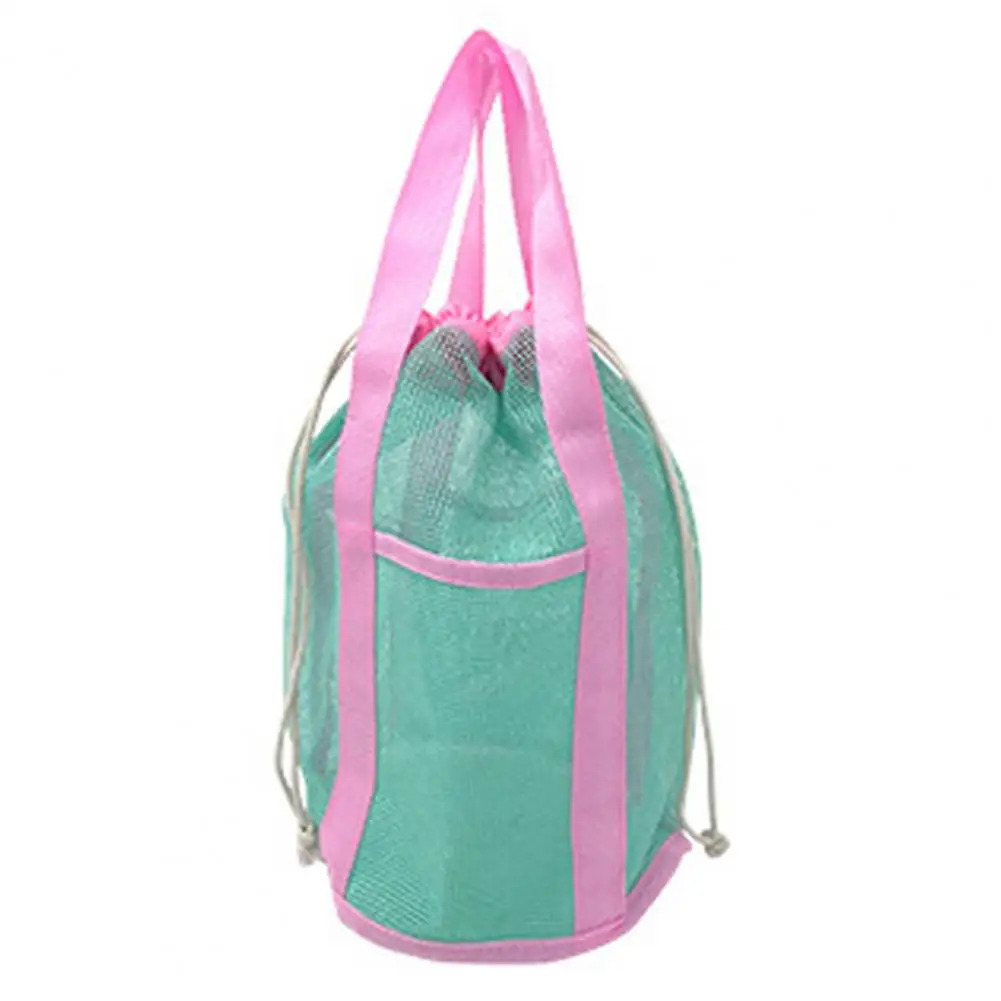 Saco de praia com malha Drawstring encerramento, Tote Capacidade, Quick Dry, Kids Outdoor Activity, Design portátil para brinquedos do bebê, Seashell