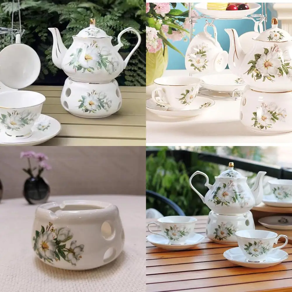 

Elegant White Peony European-Style Tea Set: Perfect for Gifts, Mother's Day, Birthdays, and Special Occasions
