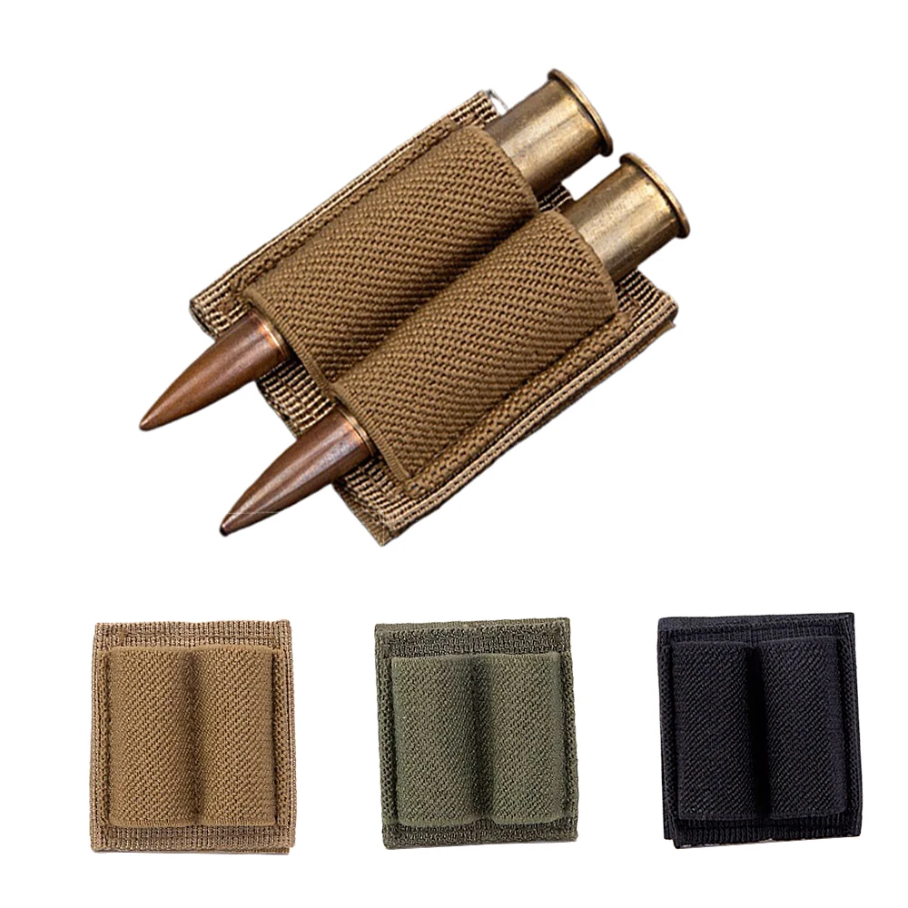 

2PCS Tactical Ammo Holder Patch 2 Round Cartridges Hook and Loop Adhesive Ammo Pouch for Hunting Rifles Airsoft