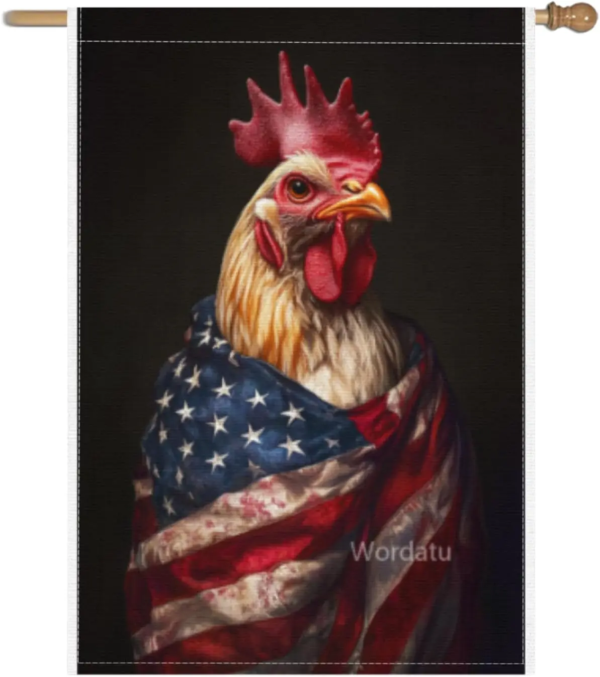 Welcome Patriotic Chicken Garden Flags 28x40 Inch Double Sided for Outside, 4th of July Standard Burlap Lawn Flags, Small Ho ZZM