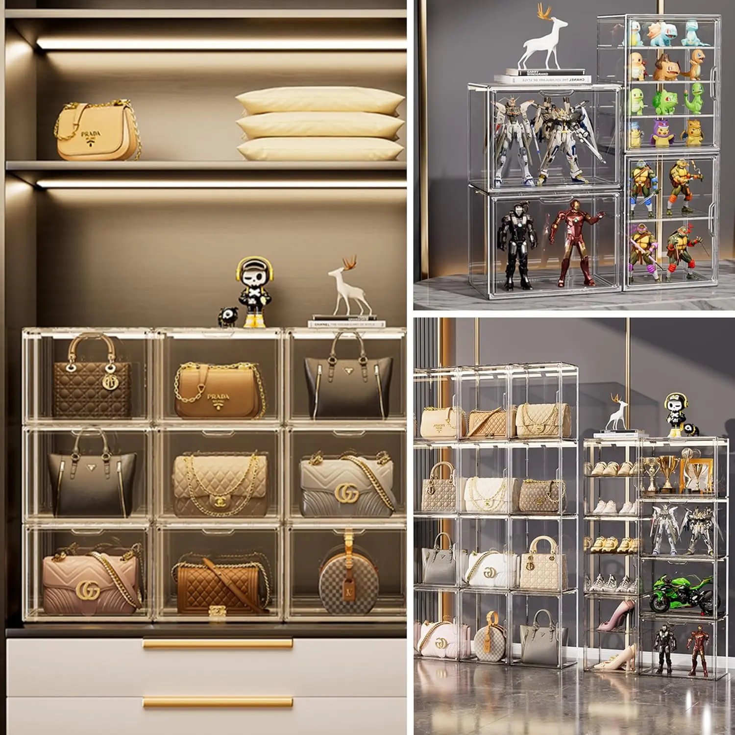 1 قطعة/3 قطعة واضح سعة كبيرة صندوق تخزين المنظم لشخصيات صندوق أكريليك صندوق أعمى لعبة ماكياج عرض المنظم لحقيبة