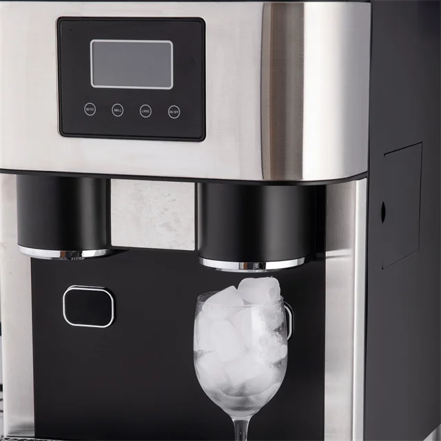 3 In 1 New Ice Dispenser With Water Dispenser Crushed Ice 16kgs Per Day 16pcs Bullet Ice Cube Machine