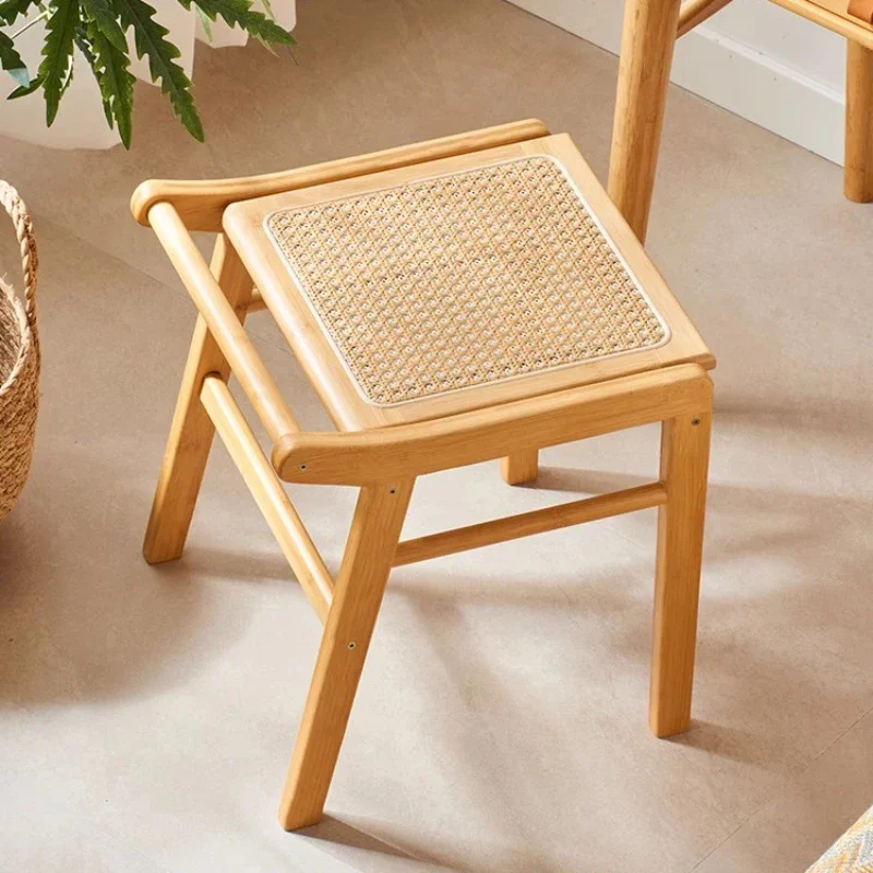 Home Living Room Square Stool Creative Solid Wood Makeup Japanese Makeup Stool Accordion Chair Office Footrest 발 받침대 벤치의자 화장대의자