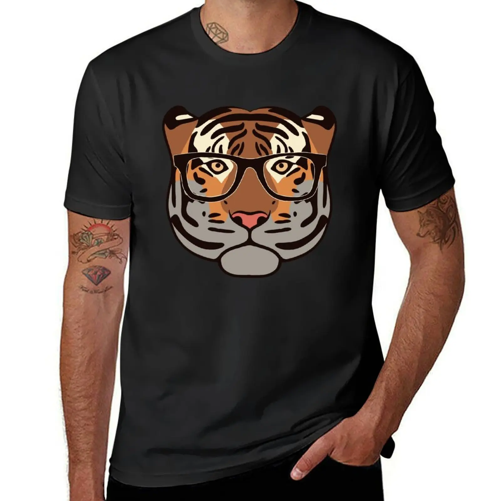 Geeky Tiger T-Shirt graphics Blouse mens t shirt