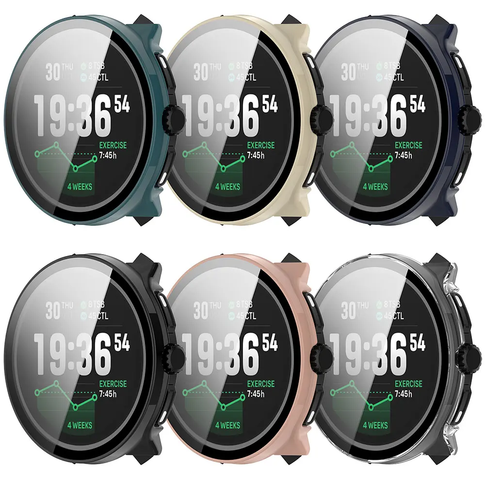 PC Case for Suunto Race Tempered Glass Anti-scratch Film Bumper Protective Cover for Suunto Race 2 Race2 Glass Film