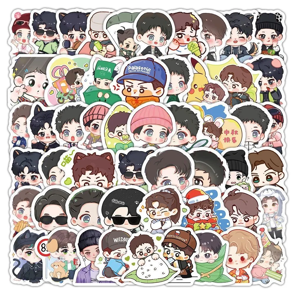 180 новых наклеек Wang Yibo Q-версии, милые звезды мультфильмов, ценные персонажи, канцелярские наклейки «сделай сам» с ручным аккаунтом