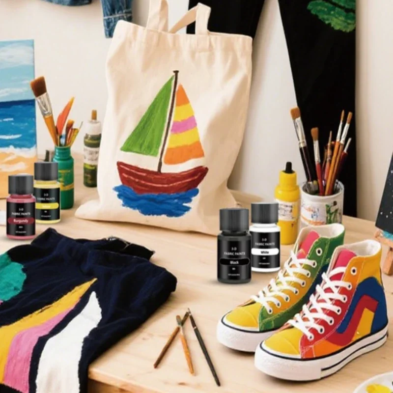 12/24 Color 25ml Water-resistant Textile Pigment Children's Handmade DIY Shoes Clothing Painting Graffiti Acrylic Paint Set