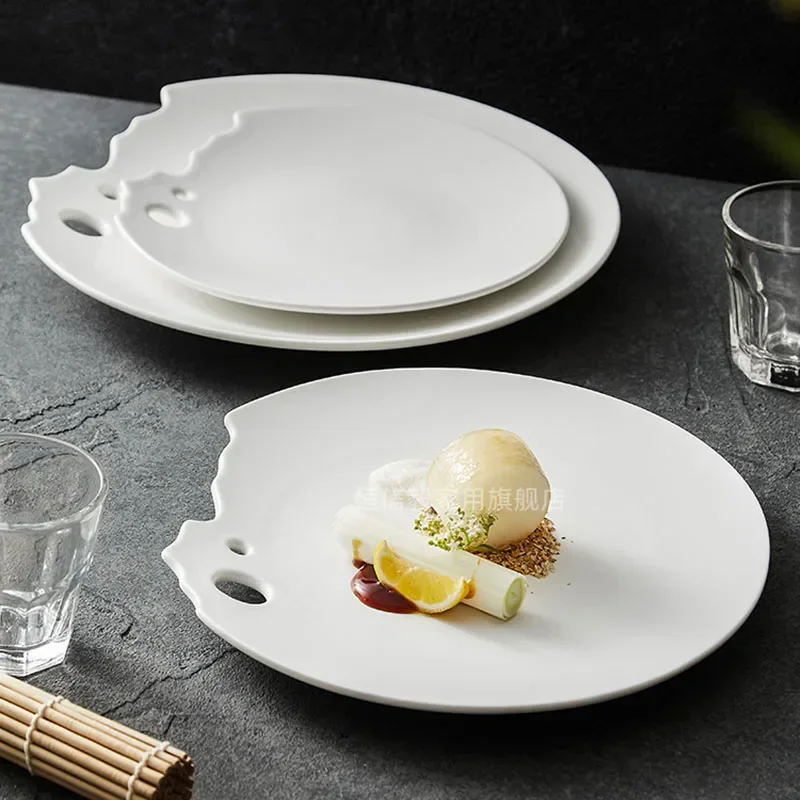 Irregular Ceramic Shallow Plate Creative Breakfast Plate Dessert Plate Cooking Plates Molecular Cuisine Specialty Tableware