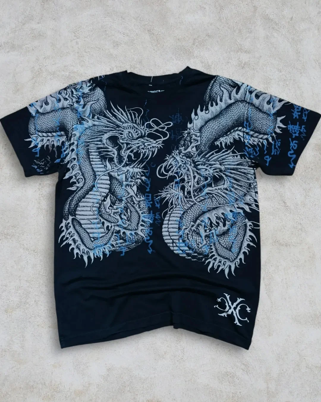 

2000s Xtreme High Street Japanese Retro T-Shirt 2025 Summer Oversize Cotton Unisex Dragon Print Loose Fit Casual Short Sleeves