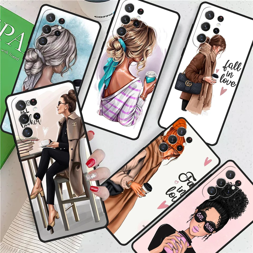 

Принцесса женский Босс кофе для Samsung Galaxy S24 Ultra S21 S22 S8 S9 S10 5G Note 10 20 Plus FE S23 чехол для телефона Coque