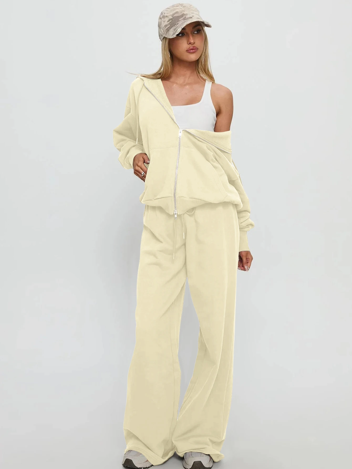 

Dulzura модный элегантный повседневный комплект из 2 предметов толстовка с длинными рукавами на молнии тонкая толстовка с длинными брюками одинаковый комплект вечерние уличный наряд