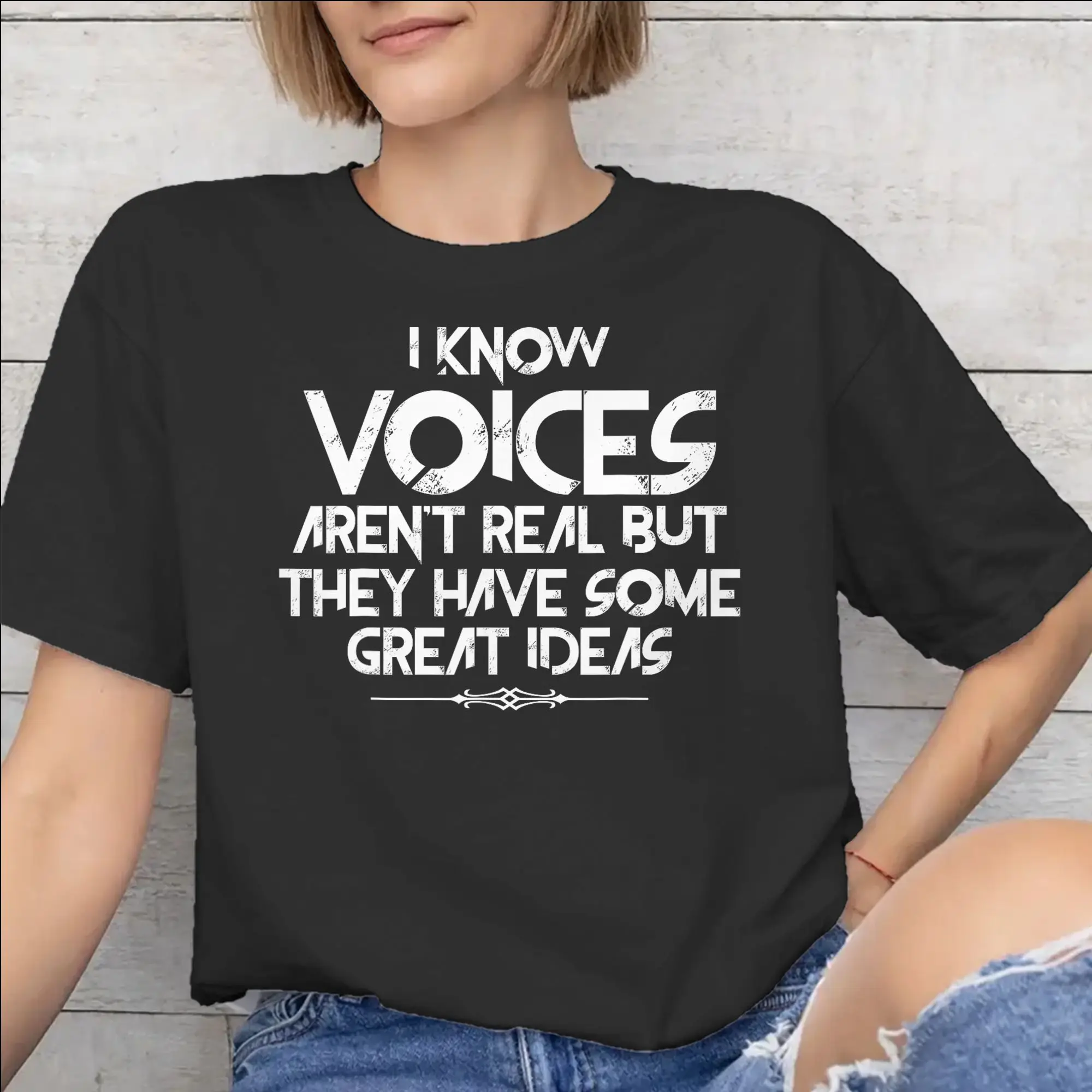 Men Women I KNOW THE VOICES AREN'T REAL T Shirt Cotton Graphic Printing T-Shirt  Clothing Outfits
