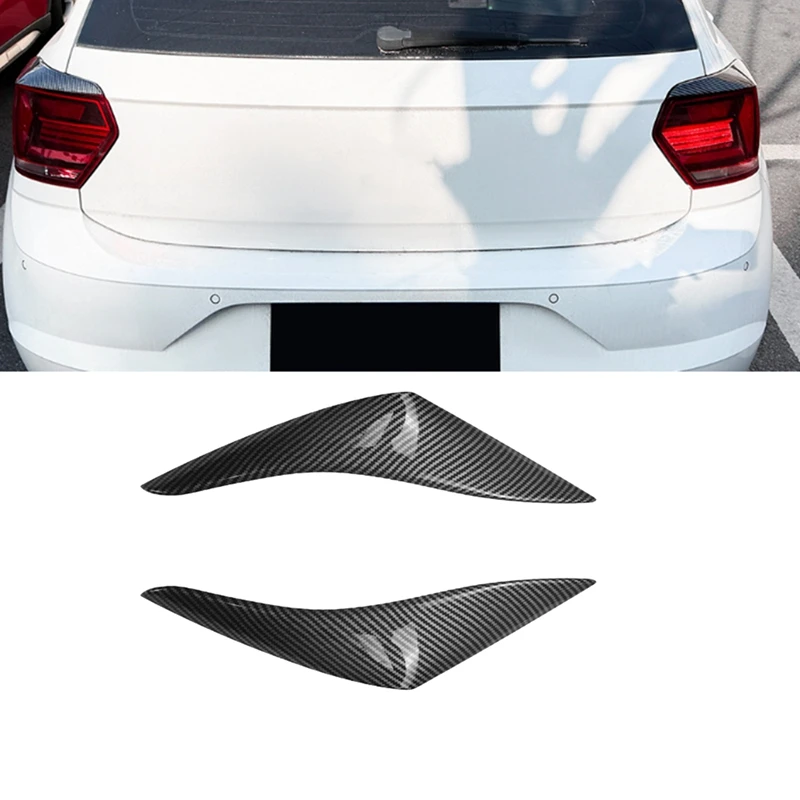 Super Sale Car Taillight Eyebrow Cover Taillight Eyelid Trim Sticker for VW Polo MK6 2018-2021 Carbon Fiber