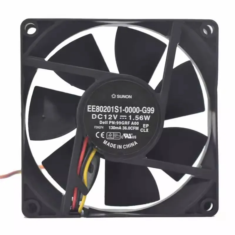 Original EE80201S1-0000-G99 8020 8CM 12V 1.56W 3-wire fan