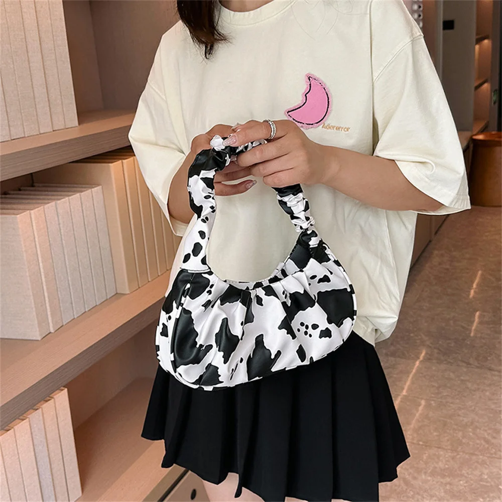 New PU Leather Large Capacity Single Shoulder Bag Fashion Portable Women Cloud Handbag Cow Zebra Leopard Print Underarm Package