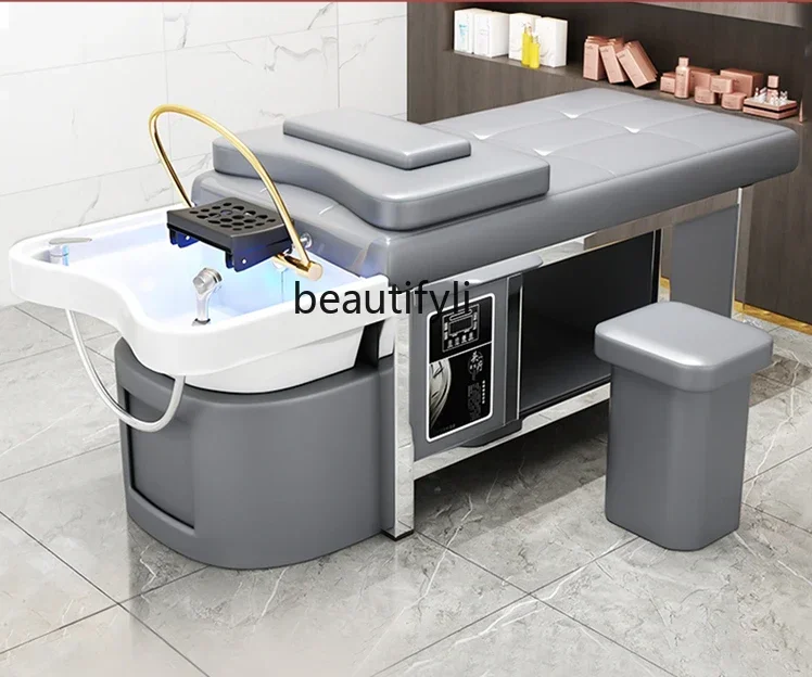 Ceramic Basin Head Therapy Shampoo Chair Barber Shop Massage Water Circulation Fumigation Stainless Steel