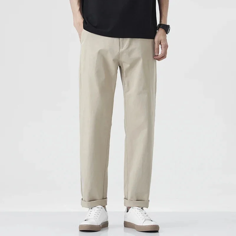 

spring new light business casual pants men loose small straight leg Korean version of simple men's Japanese trend