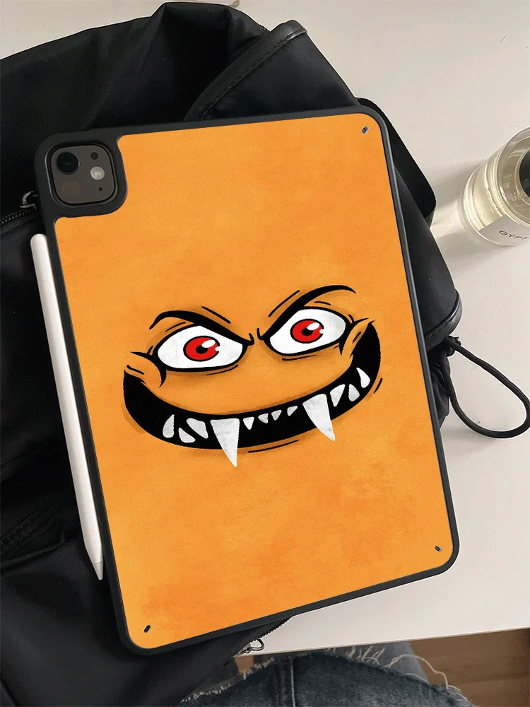 Cool Funny Evil Monster Fangs Orange Tablet Case Cartoon For iPad Mini 6 7 8.3