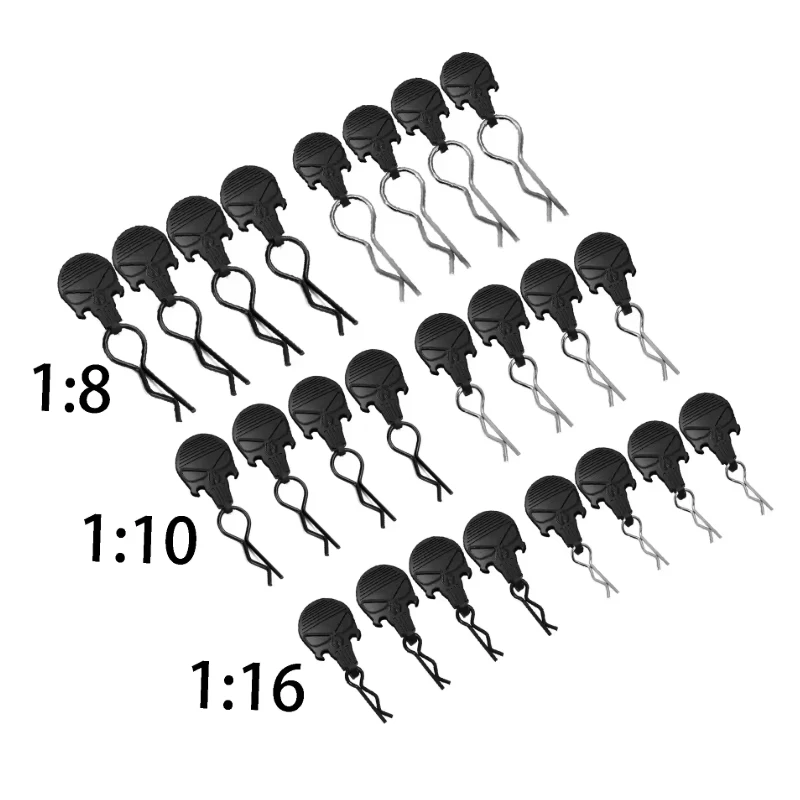 10Pcs Universal RC Car Body Clips with Pull Tabs Black White for 1/8 1/10 1/16 Losi Arrma Axial Redcat HPI HSP view 6