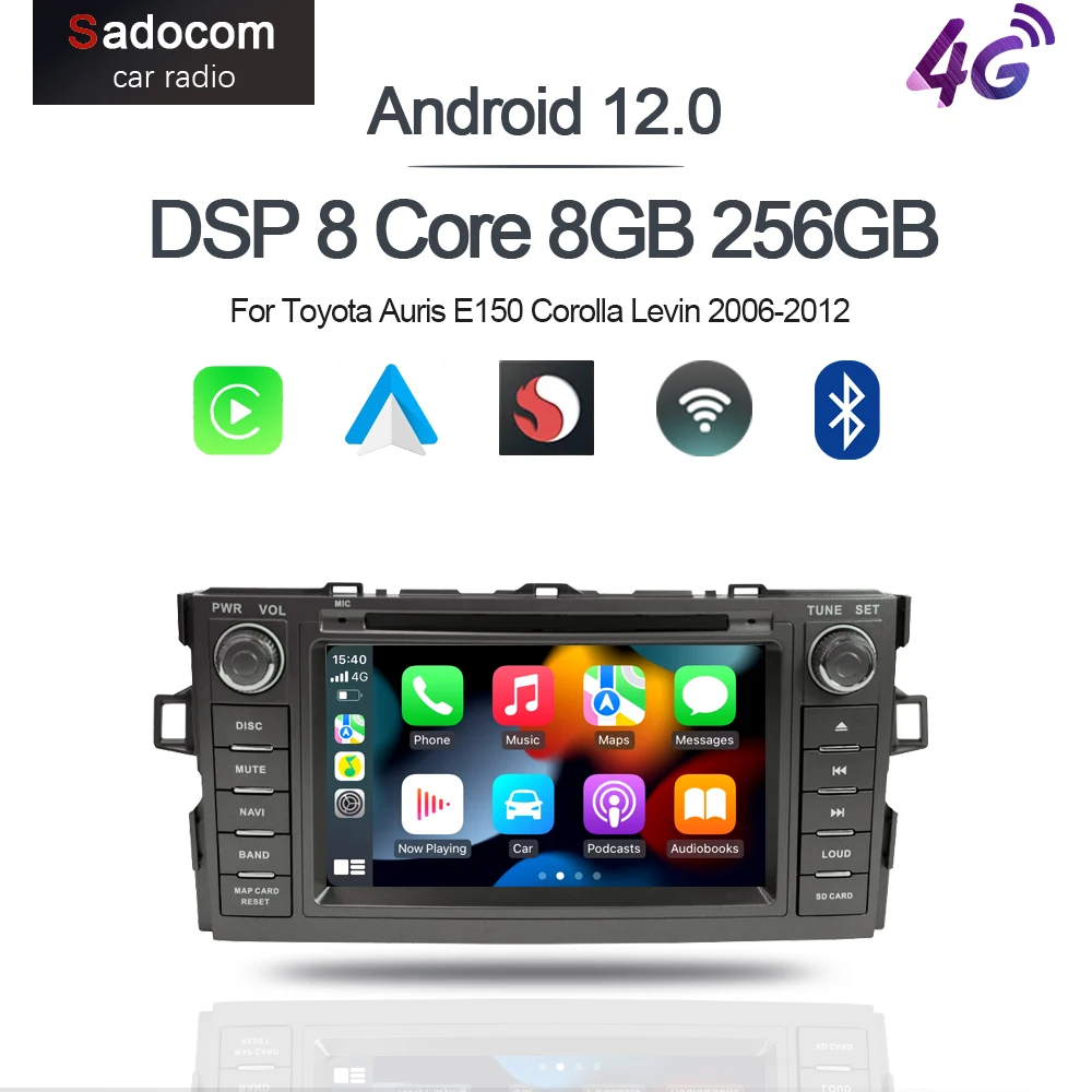 

CarPlay 7'' Android 12.0 Car Android Player 8GB 128G multimedia car radio GPS WiFi For Toyota Auris E150 Corolla Levin 2006-2012