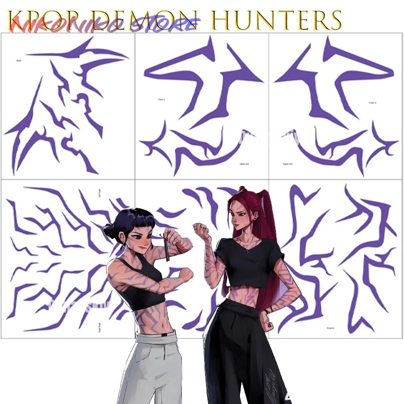 ‌ ‌ ‌ KPop tatouage autocollants visage décalcomanies personnage maquillage démon chasseurs Rumi Cosplay Anime tenue Cosplay Costume fête Halloween