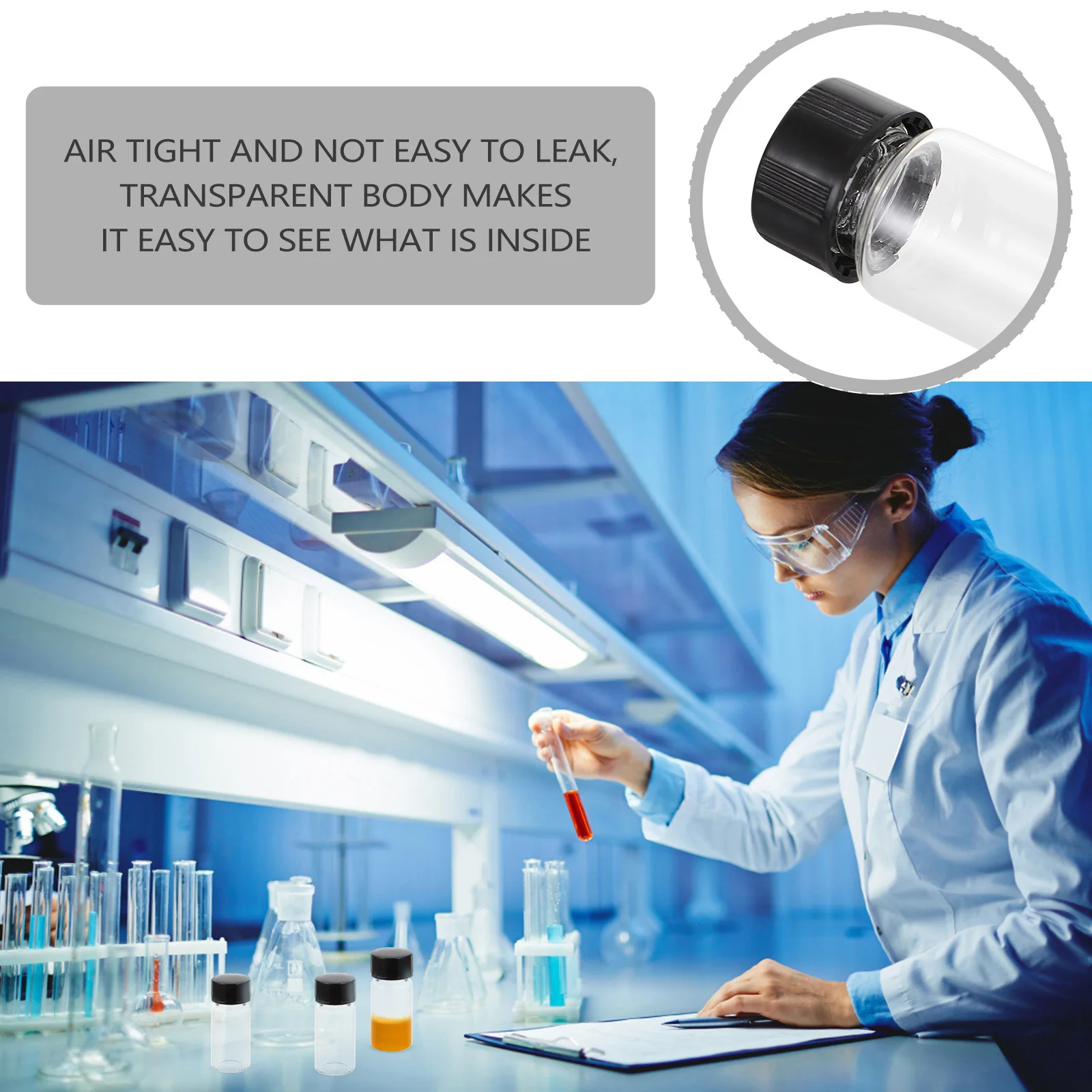 

25Pcs Clear Glass 5Ml with Sealing Lids Reusable Experiment Bottles for Liquid Foundation Lotion Carrier Portable