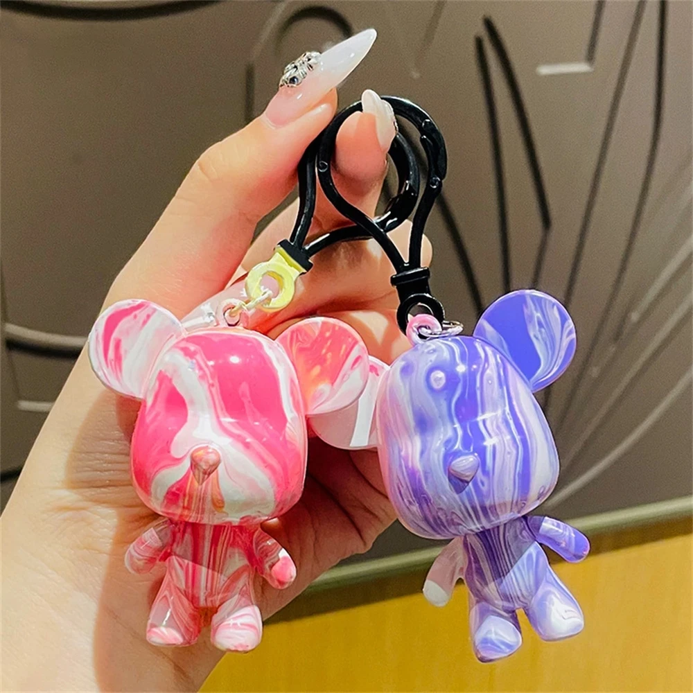 

DIY Painting Bear Manual Fluid Painting Bear White Mold Made Doll Figurine Toys DIY Material Package Homemade Pendant Keychain