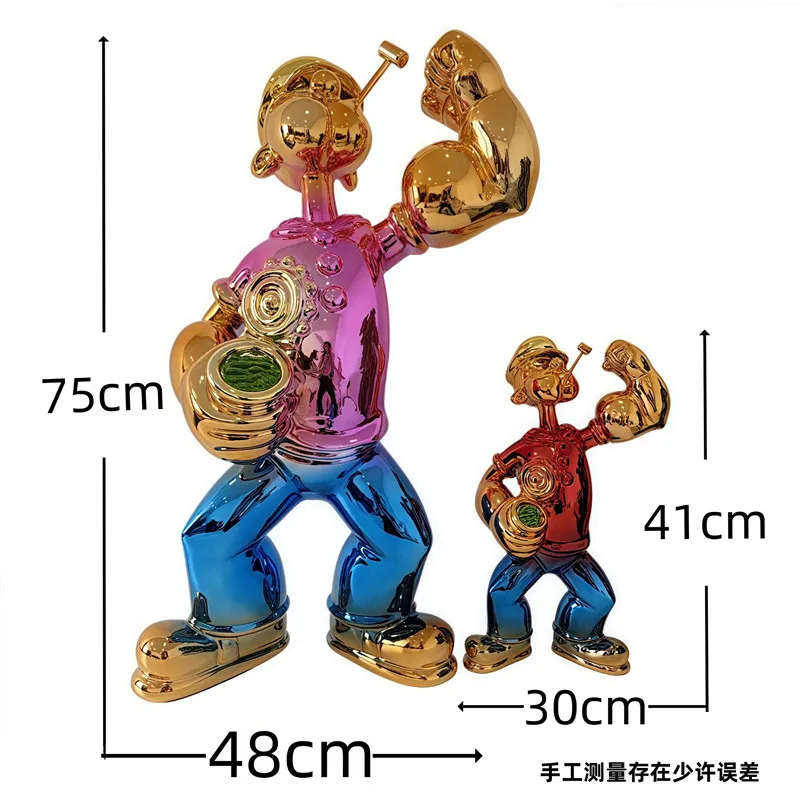 Creative Popeye Sailor Ornament Electroplated Fiberglass Sculpture Hotel Entrance Decoration Color Interior, Crafts